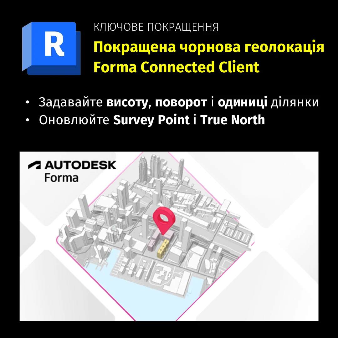 Revit 2027.3: покращена геолокація Forma Connected Client